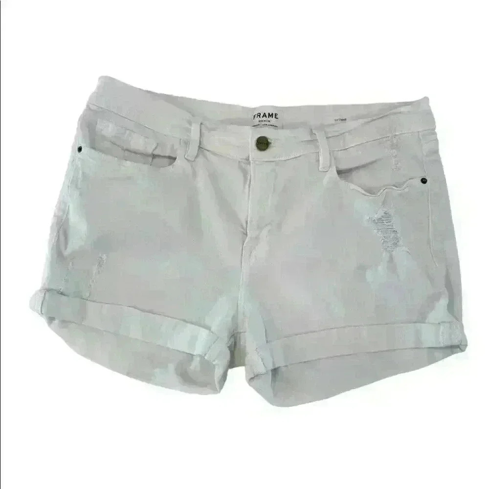 FRAME Le Cutoff Denim Shorts in Blanc Size 31